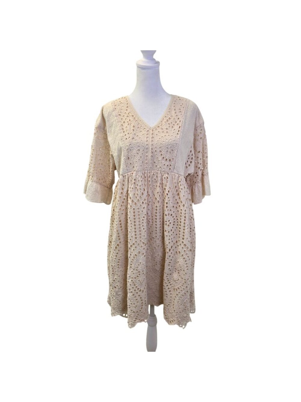 Roolee Falling for You Eyelet Boho Dress Size Medium